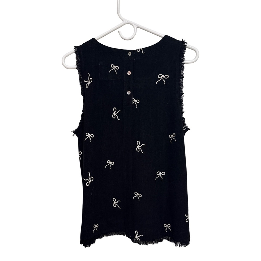 UMGEE Linen Blend Sleeveless Ribbon Embroidery Fringe Top Medium Black NWT❗️ - Picture 2 of 6